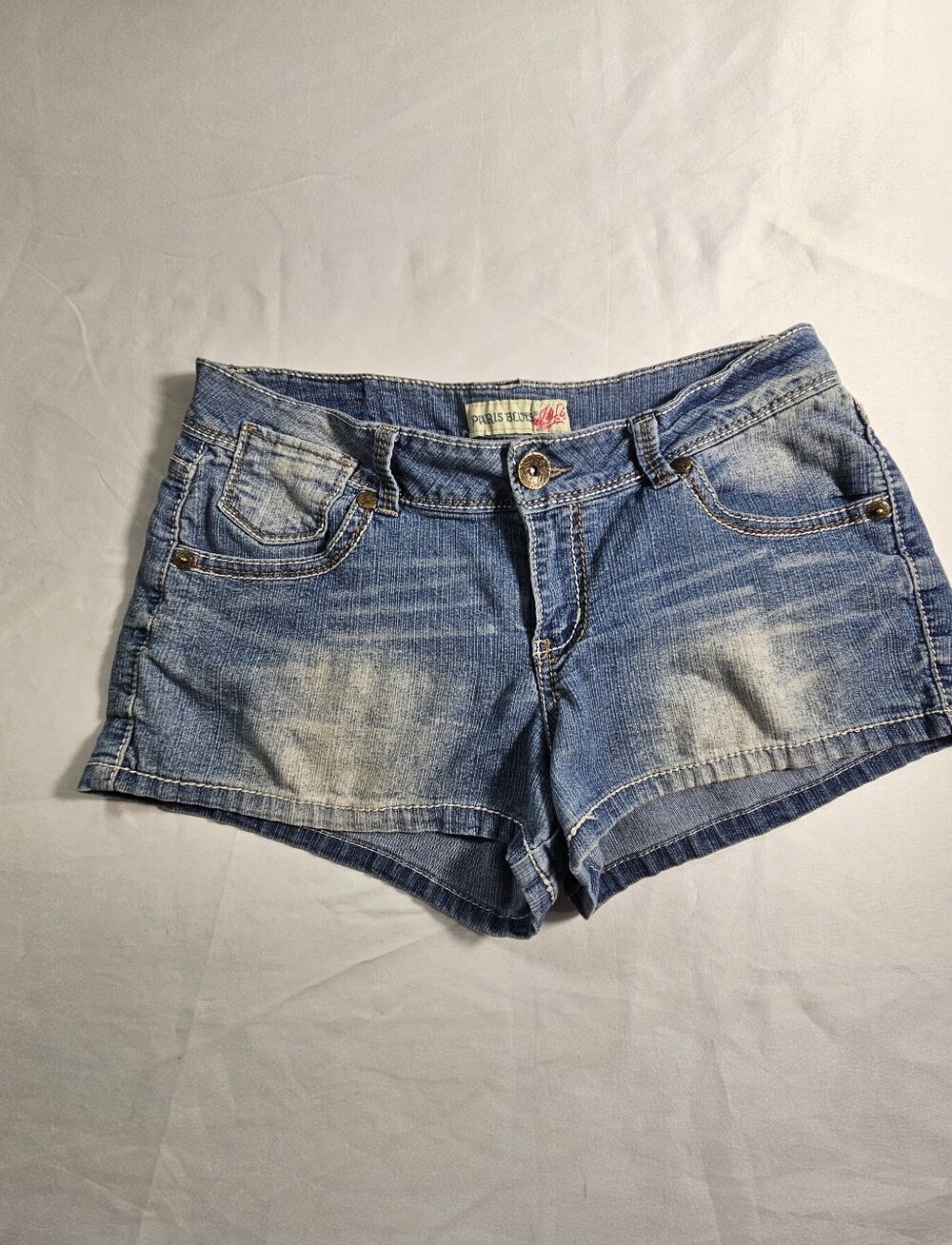 Vintage Paris Blues Low Rise Denim Mini Shorts - Y2K Grunge Size 9